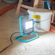 Avelar udendørs LED-spot, sort/turkis, bredde 32 cm, metal