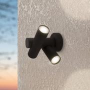 LED-væglampe Fossignano, højde 25 cm, sort, metal, 2 lyskilder.