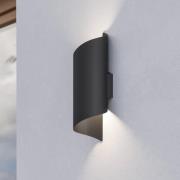 udendørs LED-væglampe Montarello, sort, højde 27 cm, metal
