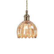 Hængelampe Gota, gammel messing/rav, glas, Ø 13 cm, stik