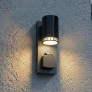 Lindby udendørs væglampe Enerio, sort, stikkontakt, GU10, IP44