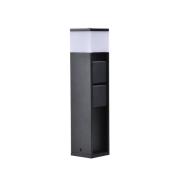 LED-sokkellampe MAINS, mørkegrå, 37 cm, IP54, 2 stikkontakter