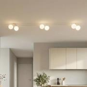 Loftlampe Imelo, cremefarvet, 6 lyskilder, glas, længde 200 cm