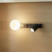 Væglampe Vox, sort, glas, bredde 35 cm, USB