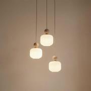 pendellampe Ballo, 3 lyskilder, hvid, glas, Ø 35 cm