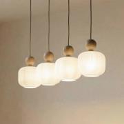 pendellampe Ballo, 4 lyskilder, beige, glas, længde 80 cm