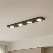 Loftlampe Hero, sort, 4-flammet, 75 x 12 cm, metal, GX53