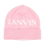 Pink Bomuld Ribbet Manchet Hat med Logo Broderi