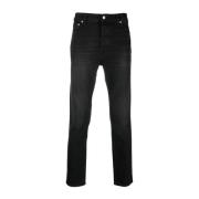 Slim-Cut Sort Jeans med Logo Patch