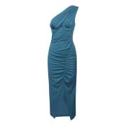 Teal Ruched Midi Kjole