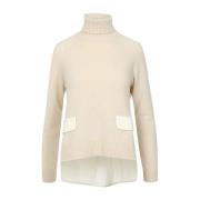 Pergamentfarvet Uld Høj Krave Sweater