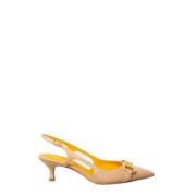 Fersken Læder Slingback Sandal