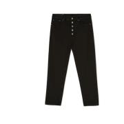 Sort strækdenim Cropped Jeans