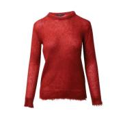 Klassisk Mohair Rød Crewneck Sweater