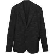 Brugt Sort Bomuld Blazer med Trykt Design