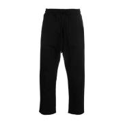 Sorte Råskårne Korte Track Pants