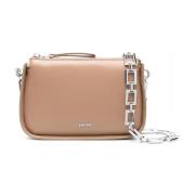 Beige Chain Crossbody Clutch