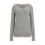 Slim Fit Sweater - V-Hals, Lange Ærmer, Rhinsten Logo