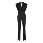 Sort ærmeløs jumpsuit med højtaljede bukser