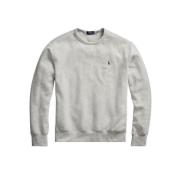 Fleece Sweatshirt med V-Indsætning og Broderet Polo Player