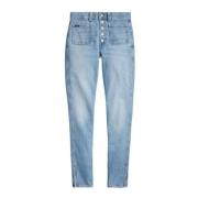 Højtaljede jeans med knaplukning