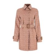 Broderet polyesterblandet trenchcoat