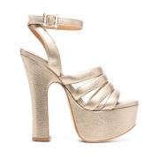 Gyldne Strappy Platform Sandaler