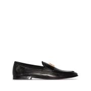 Klassiske Sorte Logo-Plaque Loafers