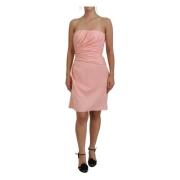 Pink Silke Stretch Strapless Sheath Kjole