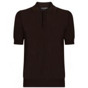 Chokoladebrun Strikket Polo Shirt