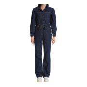 Blå Denim Jumpsuit med Brede Ben