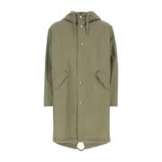 Sage Green Cotton Parka, Klassisk Stil