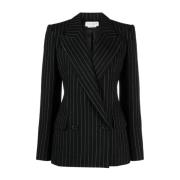 Stribet dobbeltradet blazer