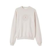 Bleg Beige Universitetspanel Sweatshirt