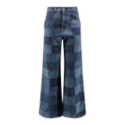 Multifarvet Patchwork Flared Jeans