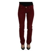 Maroon Corduroy Slim Fit Casual Bukser