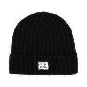 Uld Beanie Hat med Logo Patch