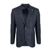 MultiColour Uld Blazer med Knapdetaljer