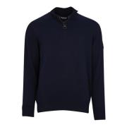 Bomuld Halv Lynlås Navy Sweater