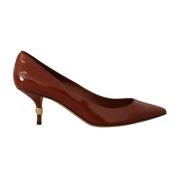 Brun Patent Læder Kitten Heels Pumps