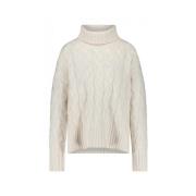 Strikket rullekrave sweater i uld-kashmir blanding