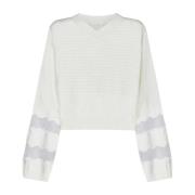 Cotton Cashmere Pullover med Blondeindsatser