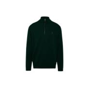 Uld Halv-Zip Sweater med Broderet Logo