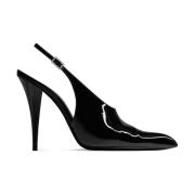 Sort Patent Læder Slingback Pumps