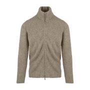 Herre Sweater med fuld lynlås i beige