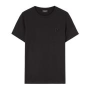 Sort Crew Neck T-Shirt med Broderet D Logo