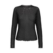 Mesh Sparkle LS Top - Sort Filt og Sølvglimmer