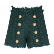 Tweed shorts med knapper