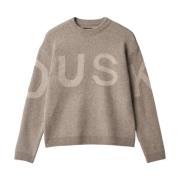 Beige Typo Print Sweater