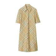 Beige Vintage Check Kjole